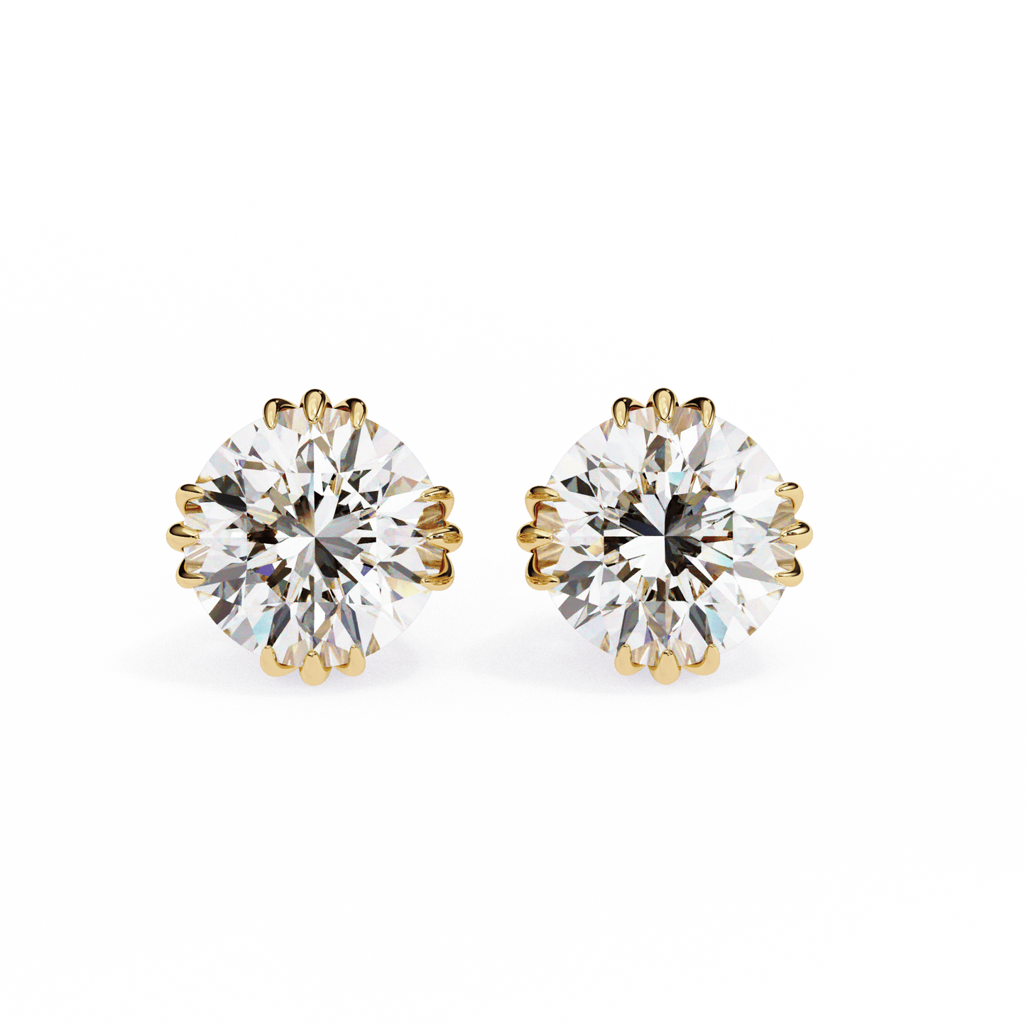 2.01 Carat each Tripple Claw Carat Round Solitaire Earrings