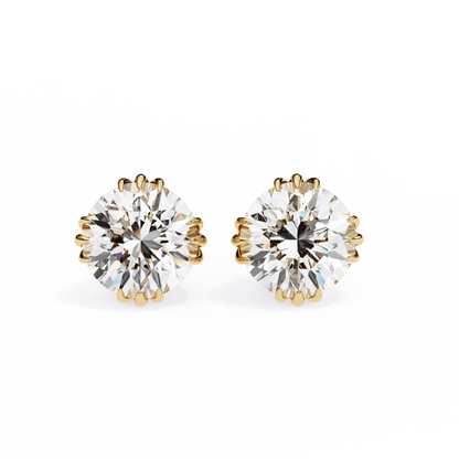 2.01 Carat each Tripple Claw Carat Round Solitaire Earrings