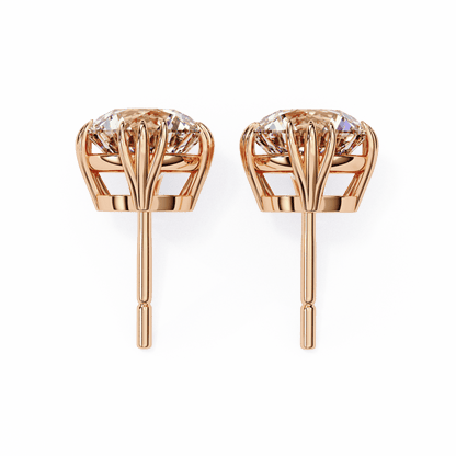 2.01 Carat each Tripple Claw Carat Round Solitaire Earrings