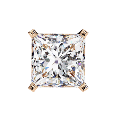 2 Carat Each Princess Cut Solitaire Earrings