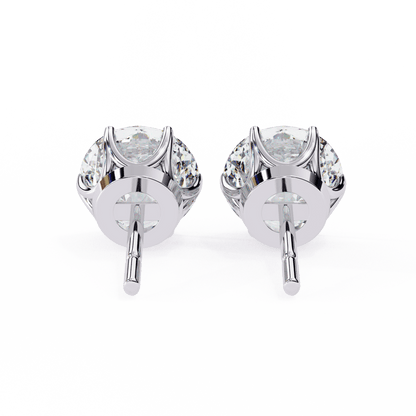 3 Carat each 6 Prong Round Solitaire Stud