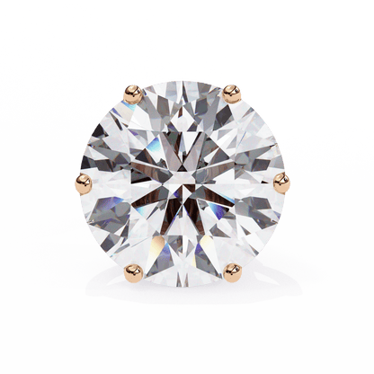 3 Carat each 6 Prong Round Solitaire Stud