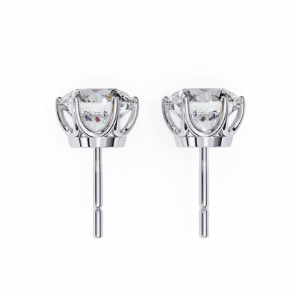 3 Carat each 6 Prong Round Solitaire Stud