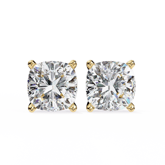2.33 Carat Cushion Square Stud Earrings
