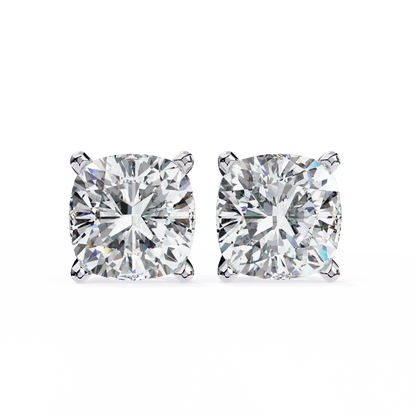 2.33 Carat Cushion Square Stud Earrings