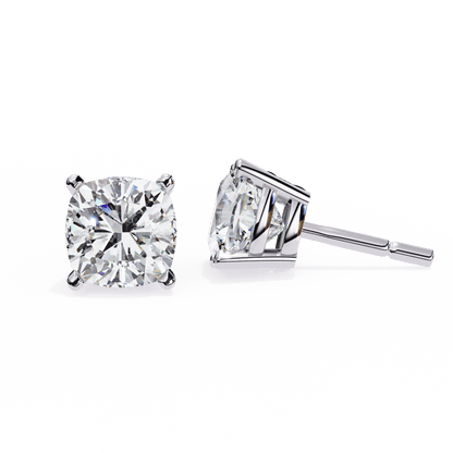 2.33 Carat Cushion Square Stud Earrings