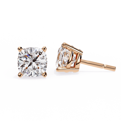 2.33 Carat Cushion Square Stud Earrings