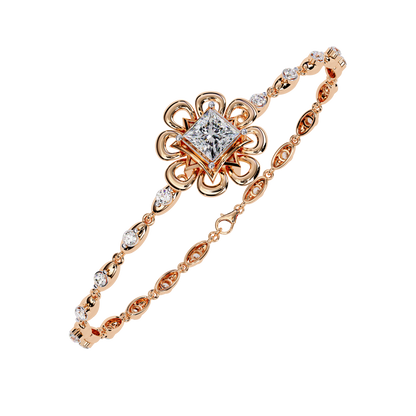 Flower and Stud Solitaire Bracelet
