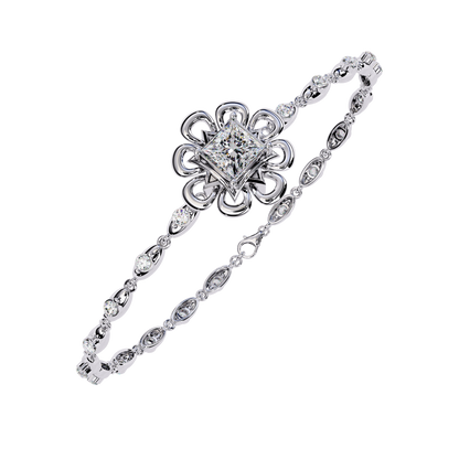 Flower and Stud Solitaire Bracelet
