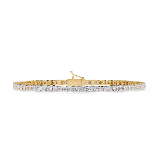 Elegant Princess Cut Diamonds Tennis Bracelet