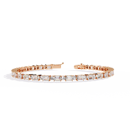 Round and Emerald Diamond Tennis Bracelet