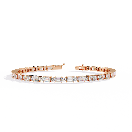 Round and Emerald Diamond Tennis Bracelet