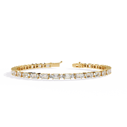 Round and Emerald Diamond Tennis Bracelet