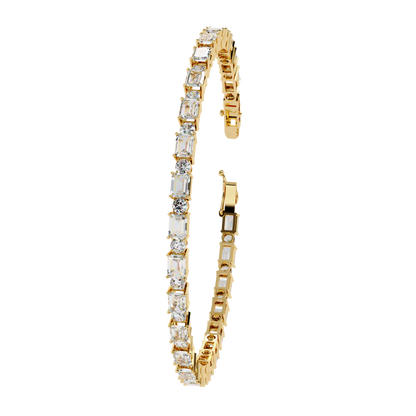 Round and Emerald Diamond Tennis Bracelet