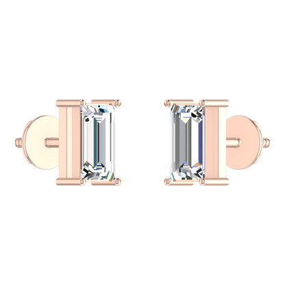 Baggit Baguette 0.5 Carat Each Solitaire Earrings