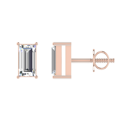Baggit Baguette 0.5 Carat Each Solitaire Earrings
