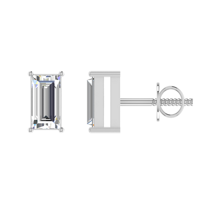 Baggit Baguette 0.5 Carat Each Solitaire Earrings