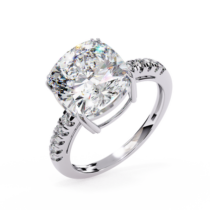 Statement Cushion Cut 5.23 Carats Solitaire Ring