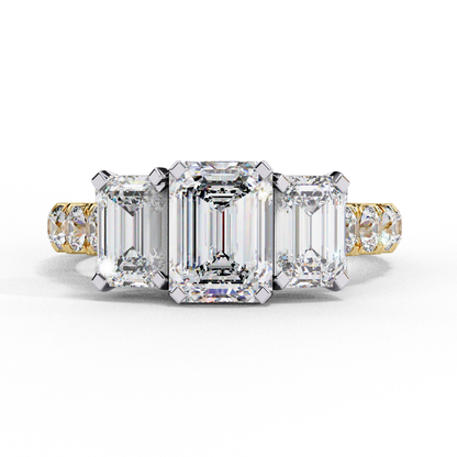 3 Emeralds Solitaire Ring