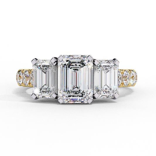 3 Emeralds Solitaire Ring