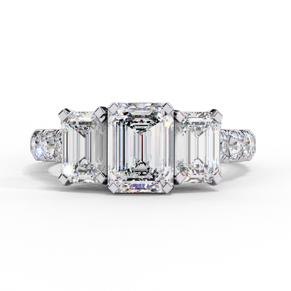 3 Emeralds Solitaire Ring