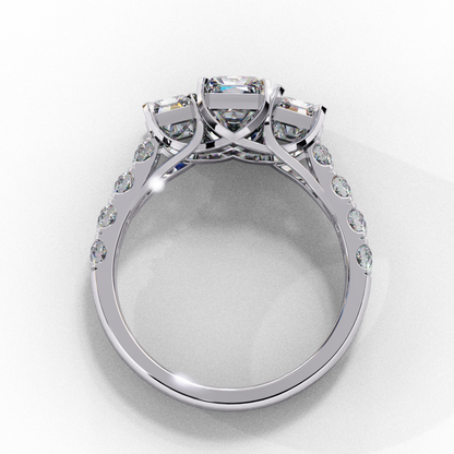 3 Emeralds Solitaire Ring