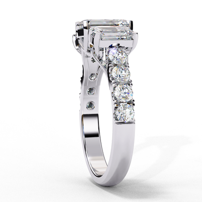 3 Emeralds Solitaire Ring