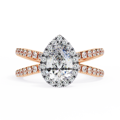 Halo Pear Shape 1.2 Carat Solitaire Ring