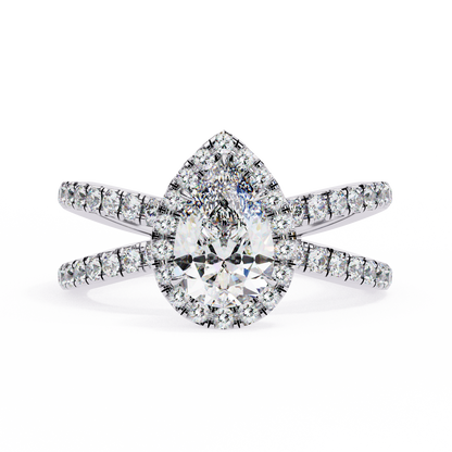 Halo Pear Shape 1.2 Carat Solitaire Ring