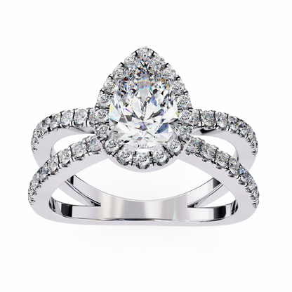 Halo Pear Shape 1.2 Carat Solitaire Ring