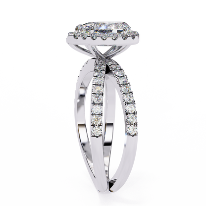 Halo Pear Shape 1.2 Carat Solitaire Ring