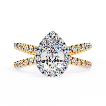 Halo Pear Shape 1.2 Carat Solitaire Ring