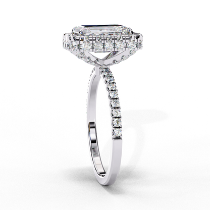Emerald Cut Halo Solitaire Ring
