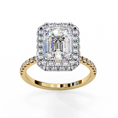 Emerald Cut Halo Solitaire Ring