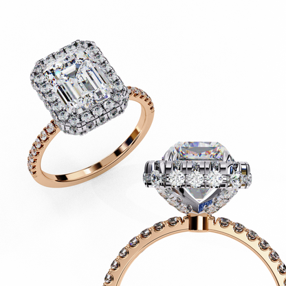 Emerald Cut Halo Solitaire Ring