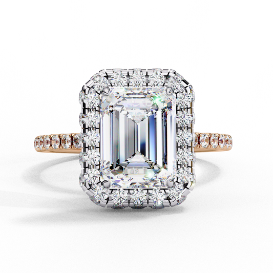 Emerald Cut Halo Solitaire Ring