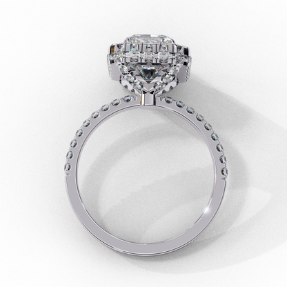 Emerald Cut Halo Solitaire Ring