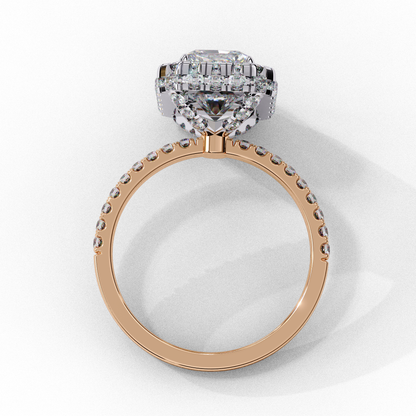 Emerald Cut Halo Solitaire Ring