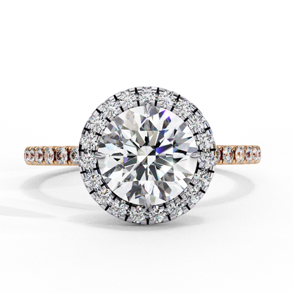 Round Halo Solitaire Ring