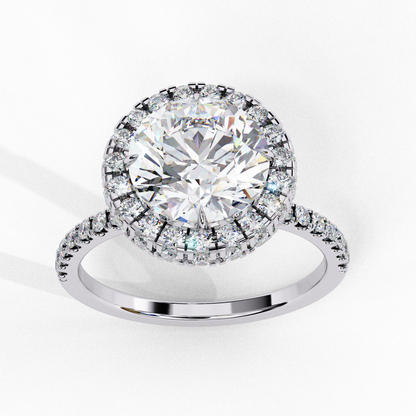 Round Halo Solitaire Ring