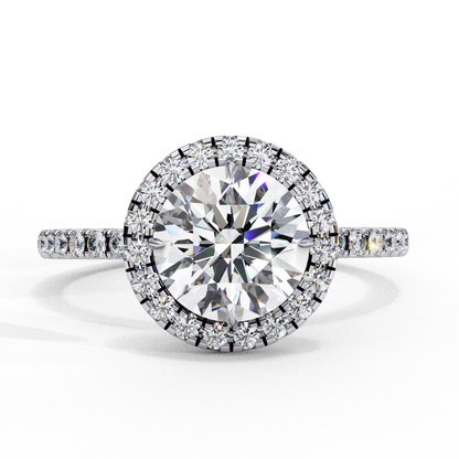 Round Halo Solitaire Ring