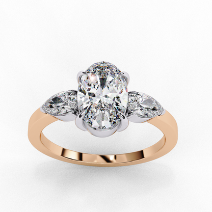Bold Oval Three Stone Solitaire Ring