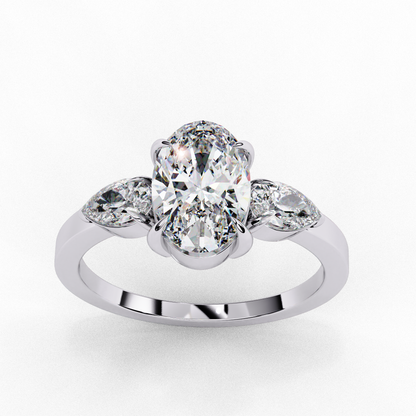 Bold Oval Three Stone Solitaire Ring