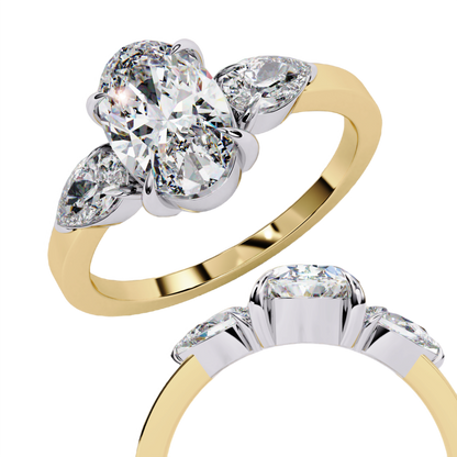 Bold Oval Three Stone Solitaire Ring