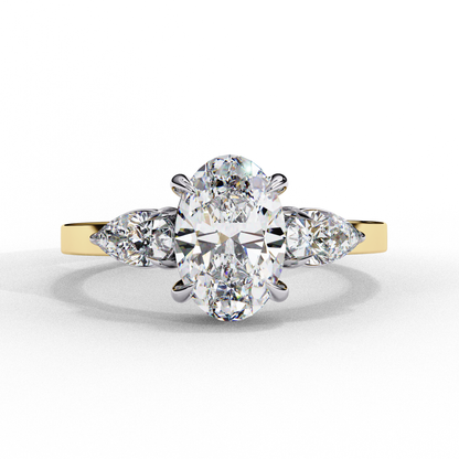 Bold Oval Three Stone Solitaire Ring