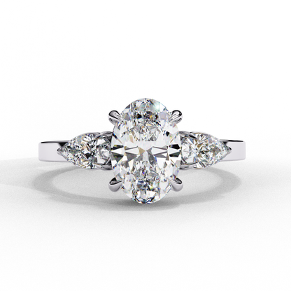 Bold Oval Three Stone Solitaire Ring