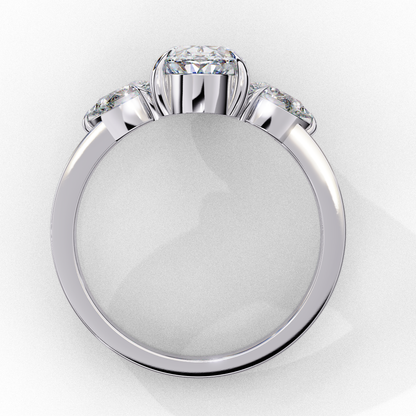 Bold Oval Three Stone Solitaire Ring