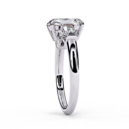 Everbright Emerald Cut Three Stone Solitaire Ring