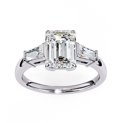 Everbright Emerald Cut Three Stone Solitaire Ring