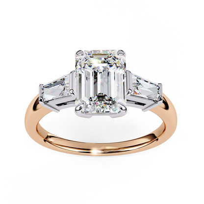 Everbright Emerald Cut Three Stone Solitaire Ring